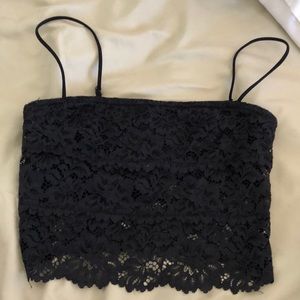 Black lace crop top